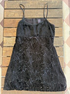 Vintage 90s HOT TOPIC MORBID THREADS Mall Goth Black Velvet Slip Dress Size L